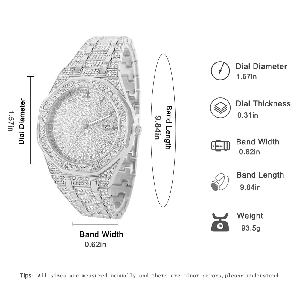 „King Frost“ Iced Out Herren-Golduhr und Miami Cuban Armband Luxus-Paket