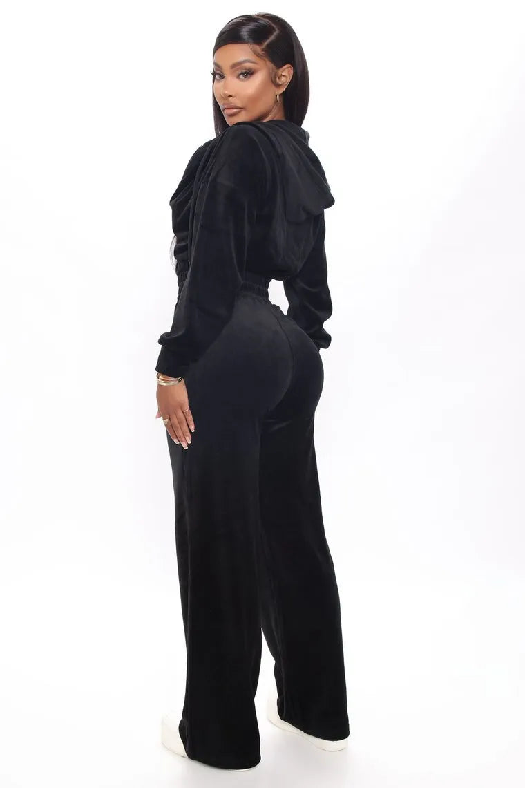 Zweiteiliger Trainingsanzug aus einfarbigem Samt