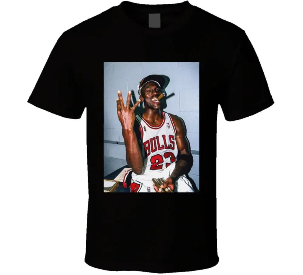 Michael Jordan raucht Zigarre Vintage Baumwoll-T-Shirt Grafik T-Shirt