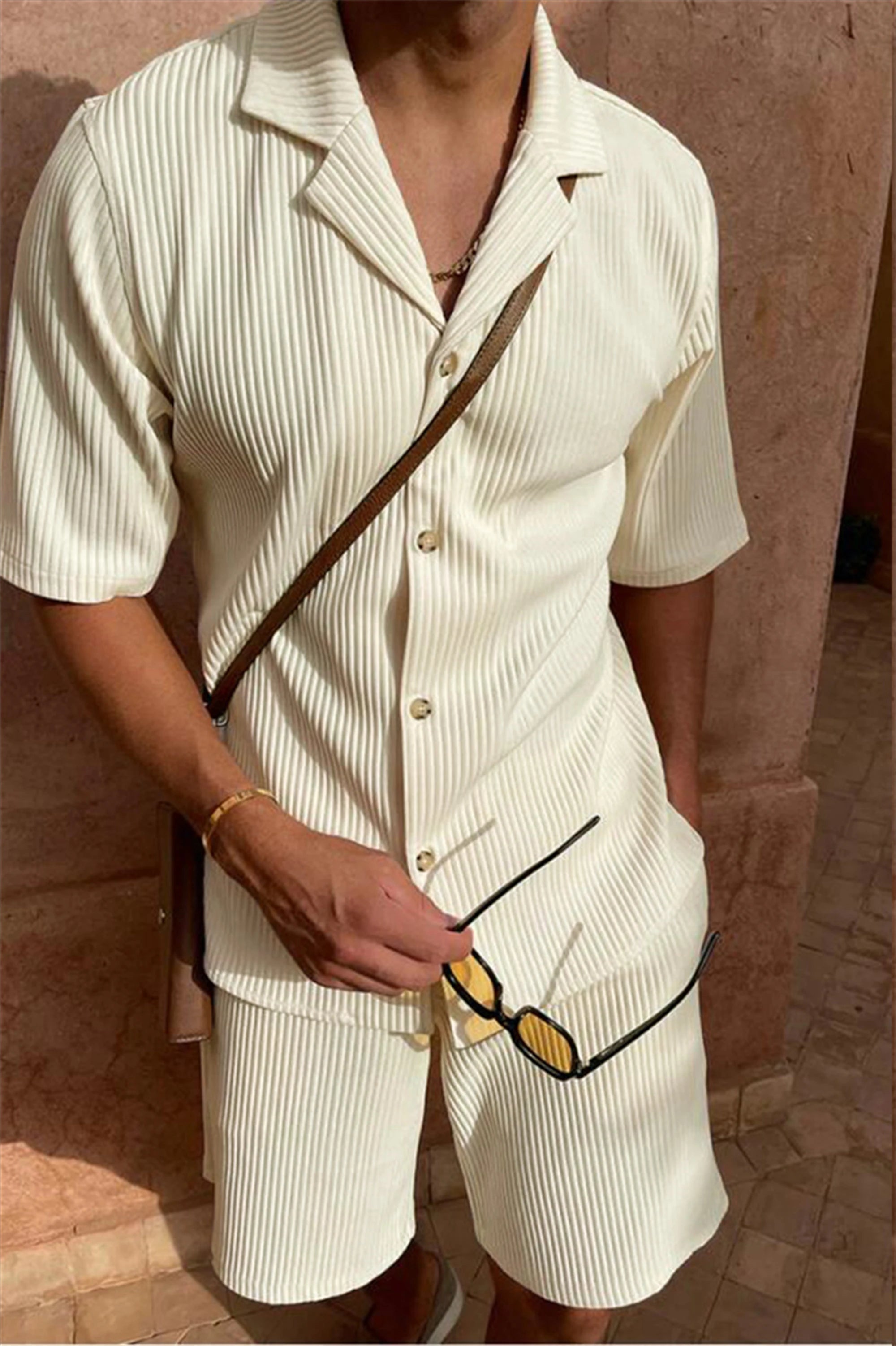 🔥 Herren Sommer Cord Set – Leichtes Hemd & Shorts für einen stylischen, entspannten Look