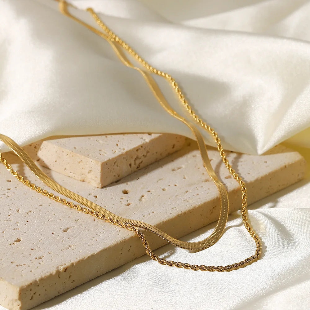 VVS Layered Necklace - Rope Chain and Snake Chain ✨