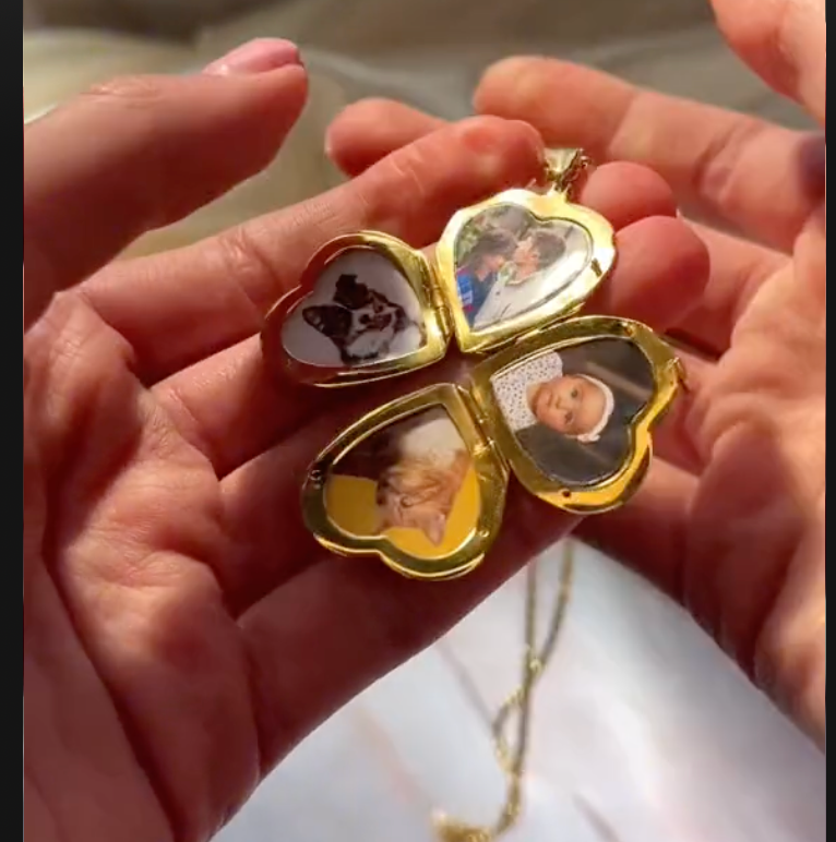 Personalisiertes Familienfoto-Medaillon mit graviertem Namen