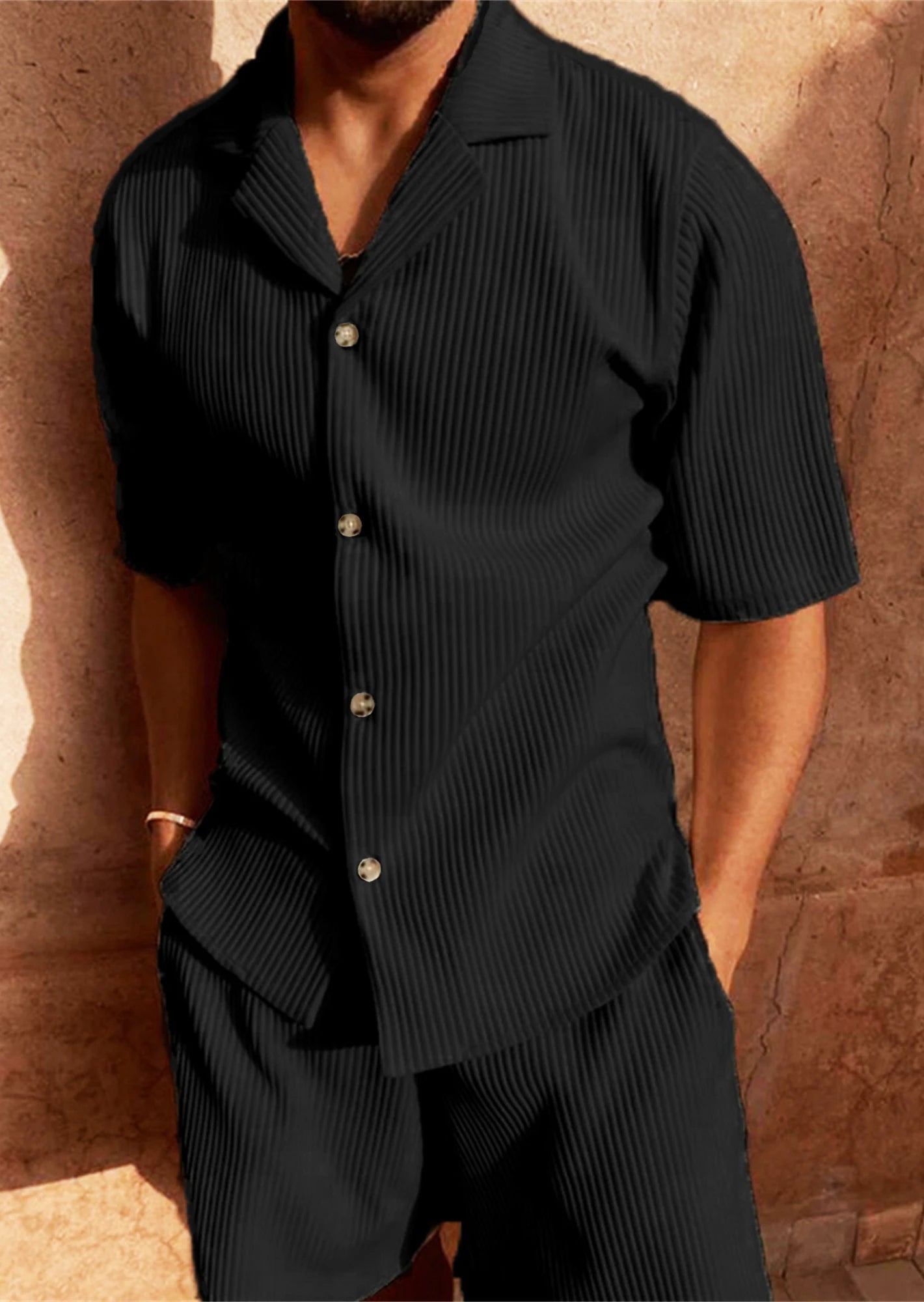 🔥 Herren Sommer Cord Set – Leichtes Hemd & Shorts für einen stylischen, entspannten Look