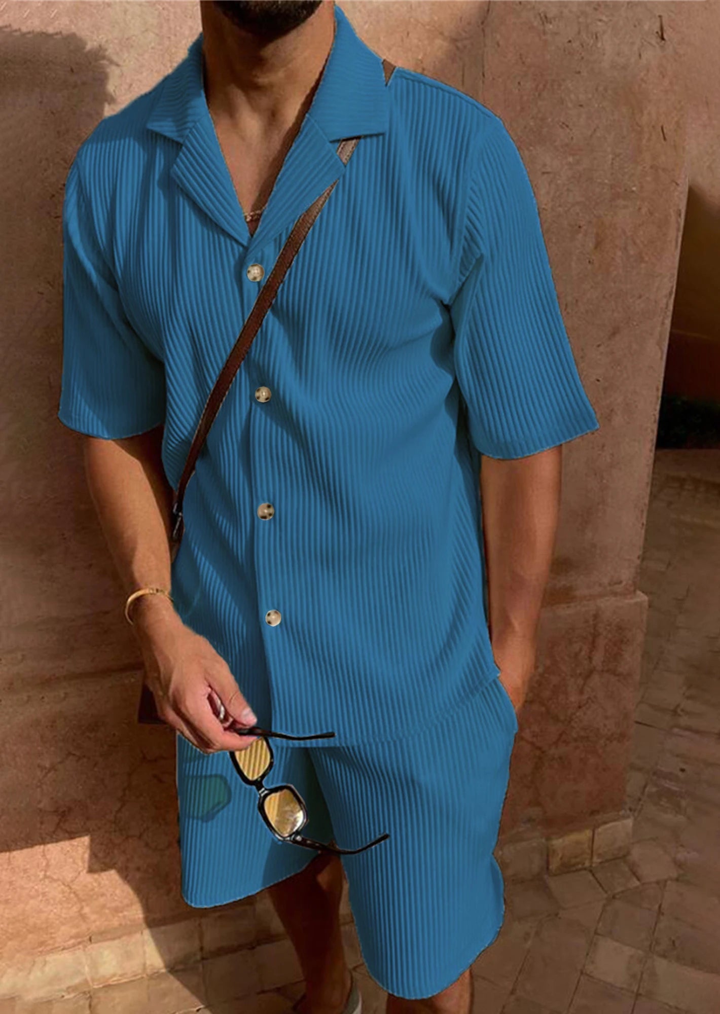 🔥 Herren Sommer Cord Set – Leichtes Hemd & Shorts für einen stylischen, entspannten Look