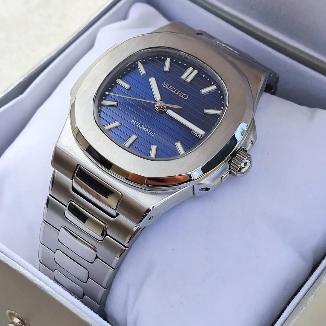 Seiko Mod Nautilus Blau