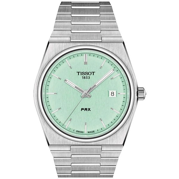 Tissot Prx T1374101109101 Herrenuhr mit grünem Zifferblatt und silbernem Armband