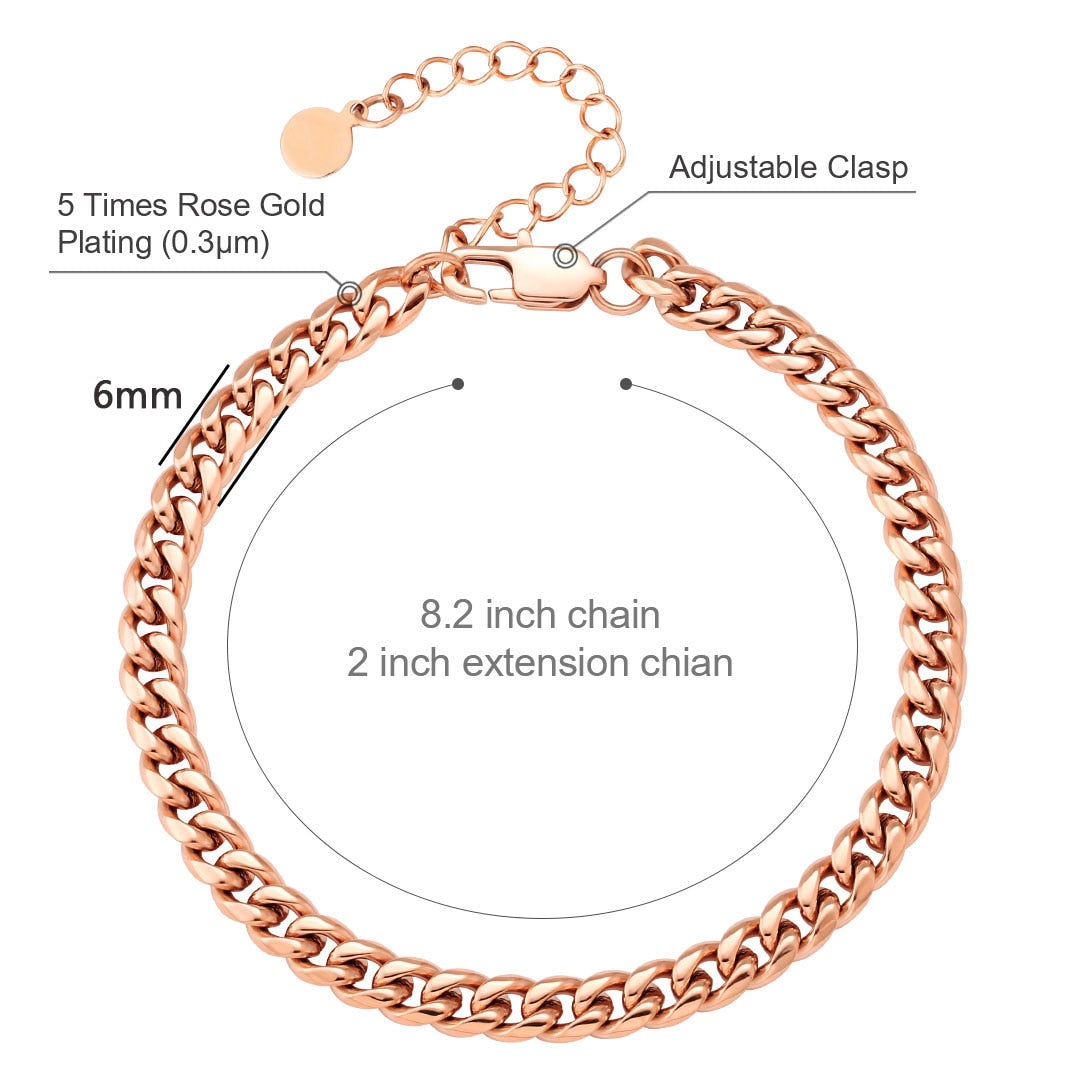 6mm verstellbares minimalistisches kubanisches Fußkettchen