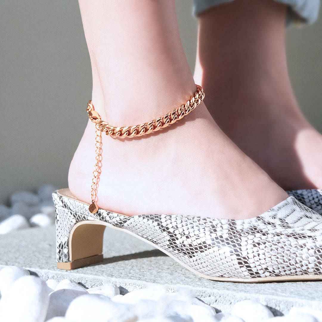 6mm verstellbares minimalistisches kubanisches Fußkettchen