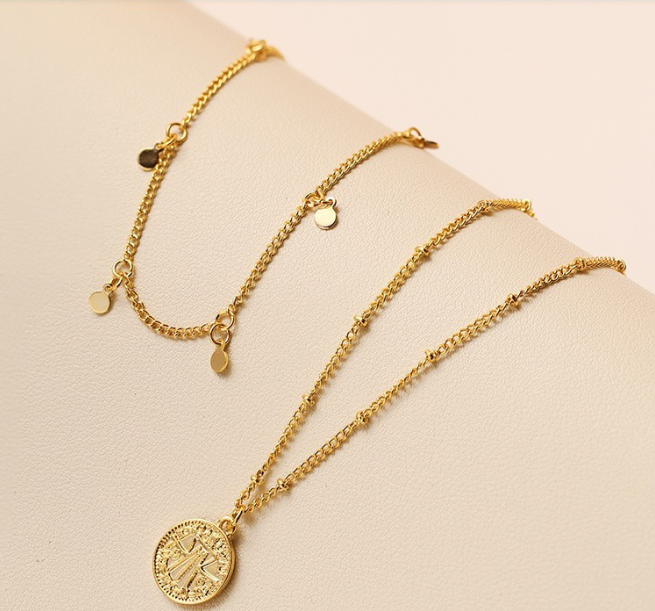 Arabic Pendant Layered Bead Necklace