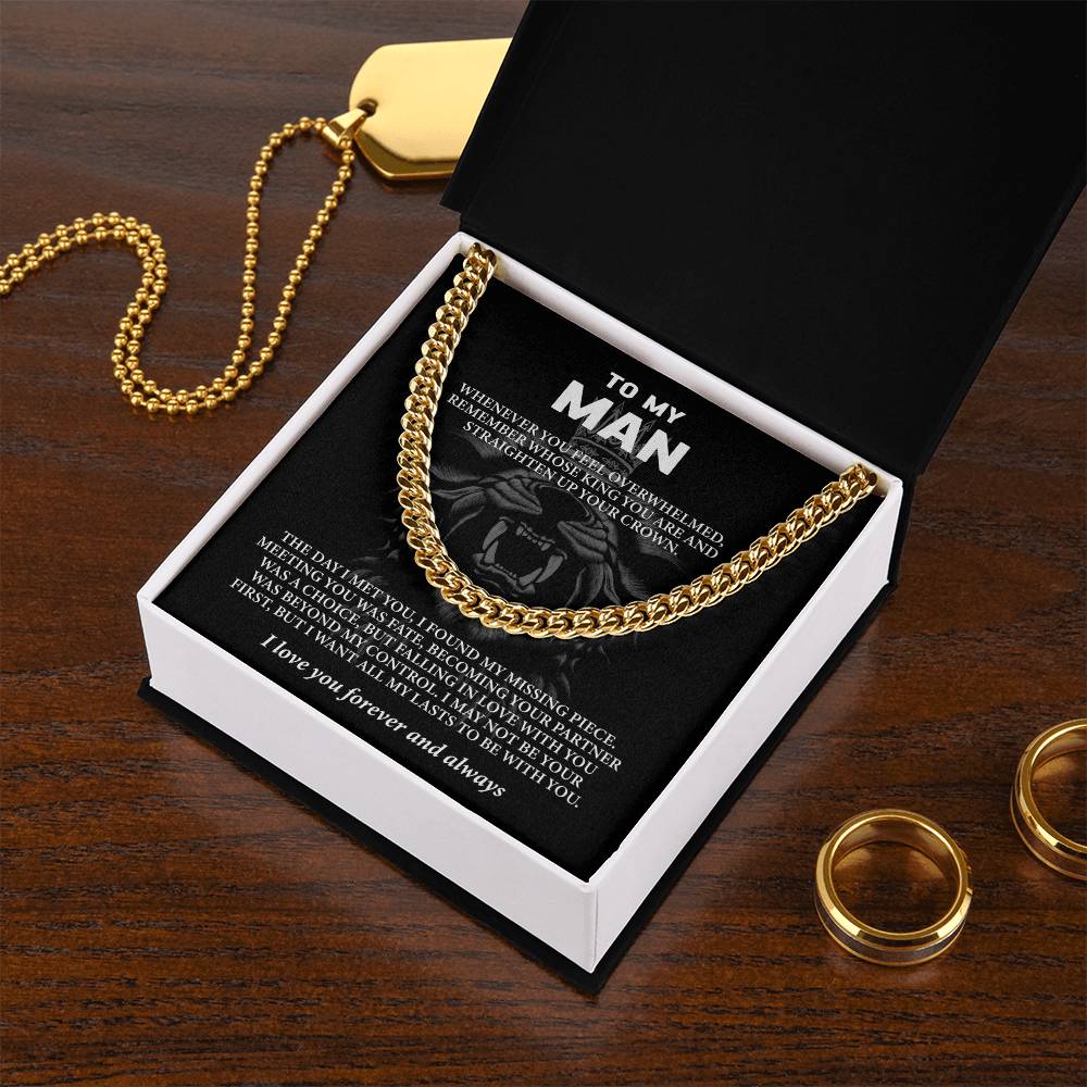 To My Man - Husband or Boyfriend (I Love You Forever and Always) Message Card Necklace