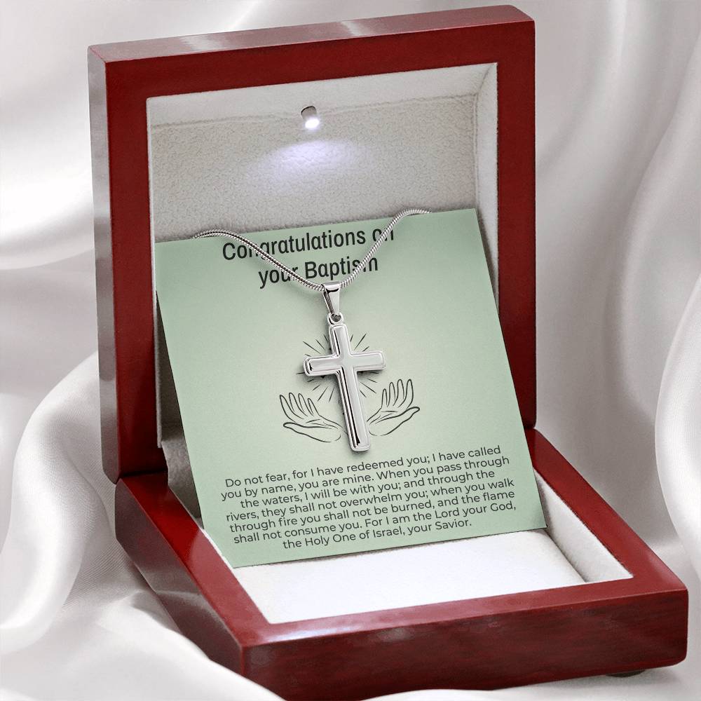 Baptism Gift Message Card Cross Necklace