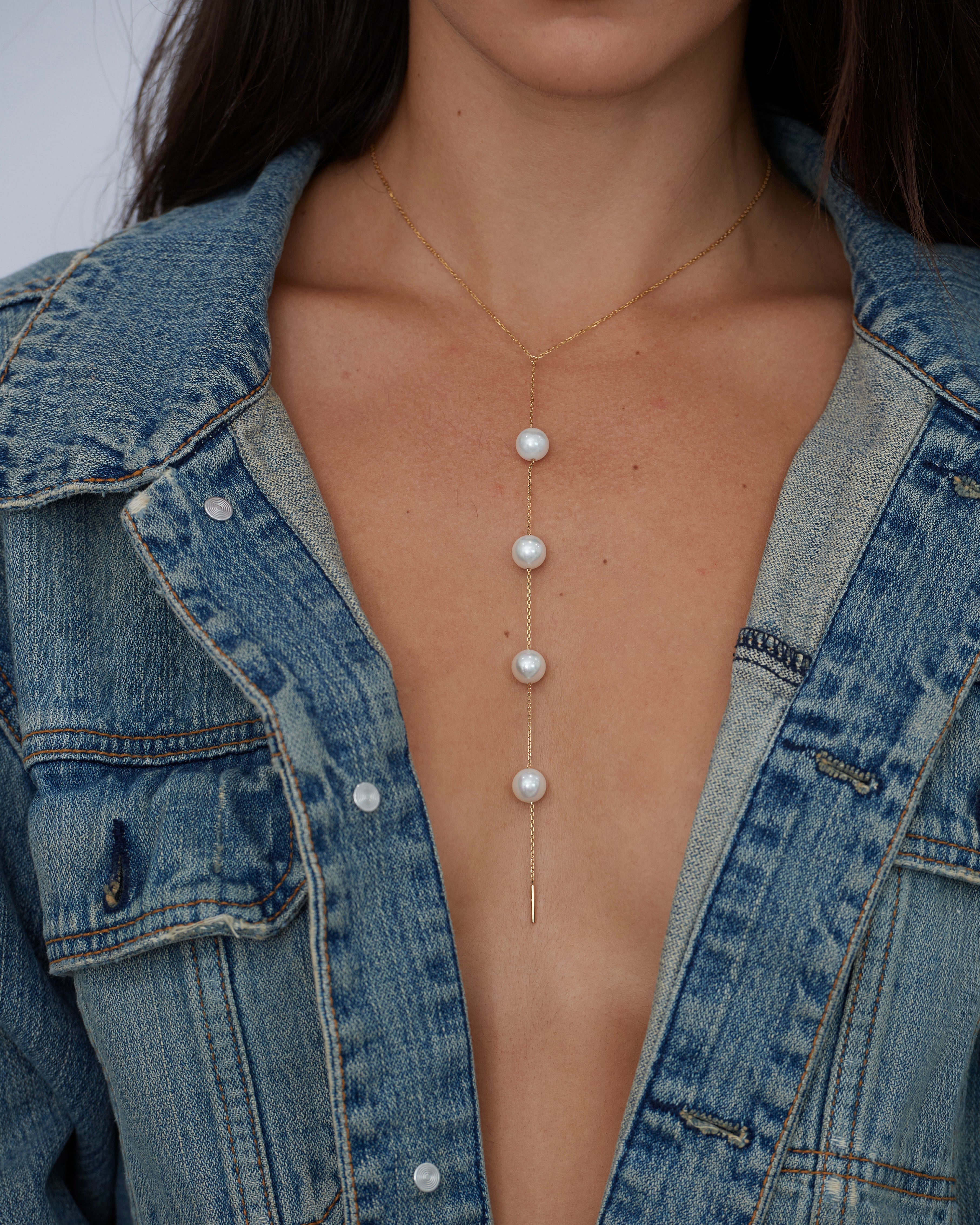 Statement-Halskette „Celeste Pearl Lariat“