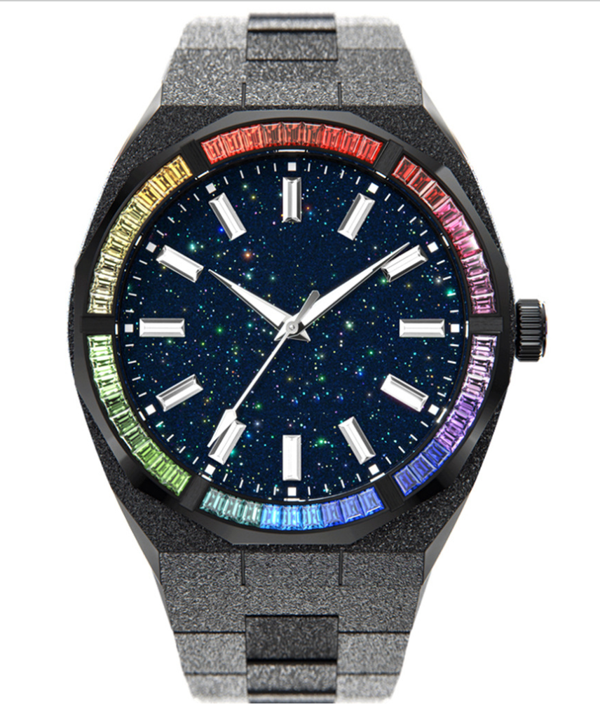 Montre à cadran arc-en-ciel Stardust Frosted de VVS Jewelry
