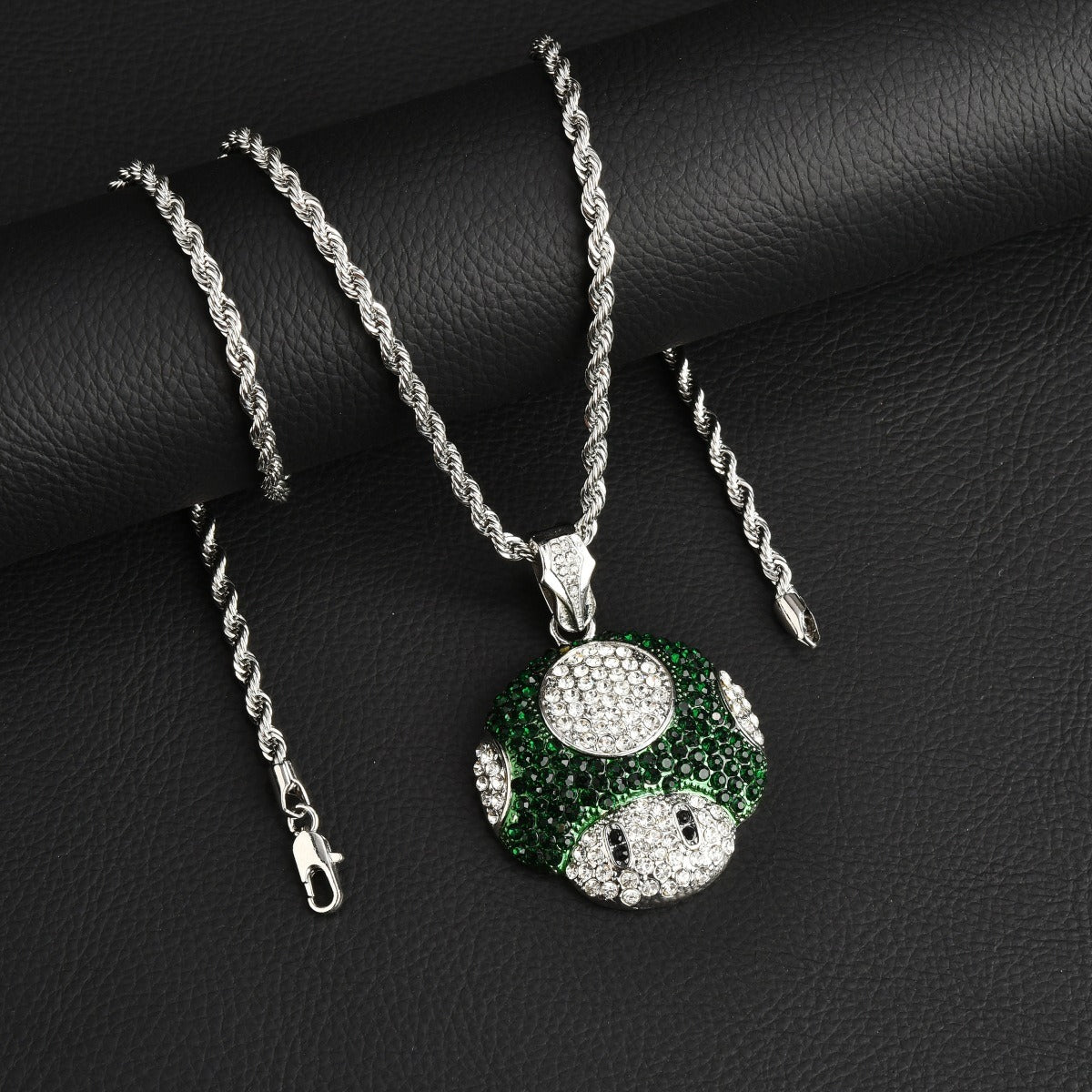 Micro Mario Pilz Anhänger Halskette Retro Rapper Kette