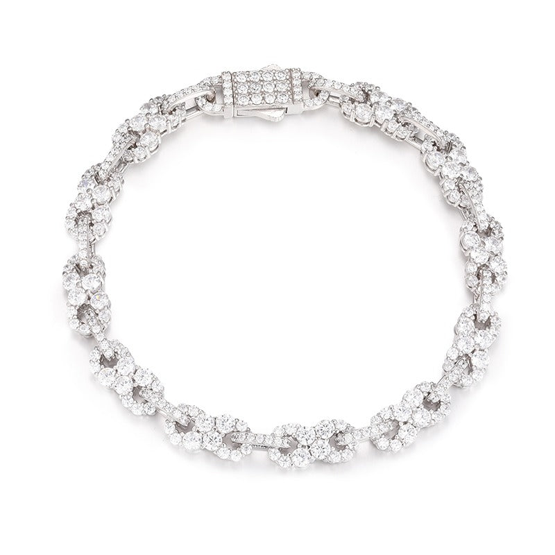 VVS Jewelry 925 Sterling Silver Iced Out Moissanite Infinity Link Bracelet