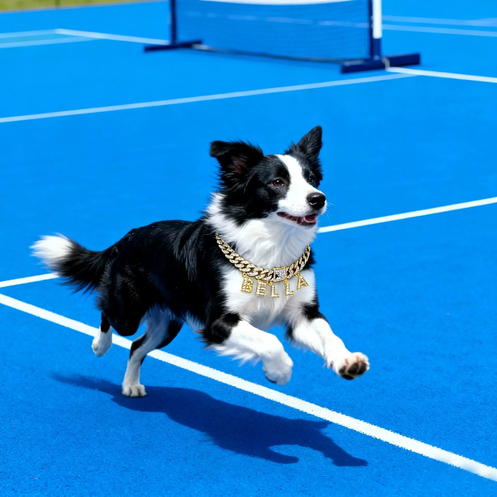 Personalisierter Namensanhänger in Pinselschrift mit GRATIS Baguette-Tenniskette
