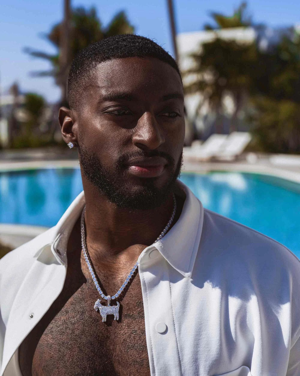 VVS CZ 14K Gold Plated GOAT Iced Out Pendant