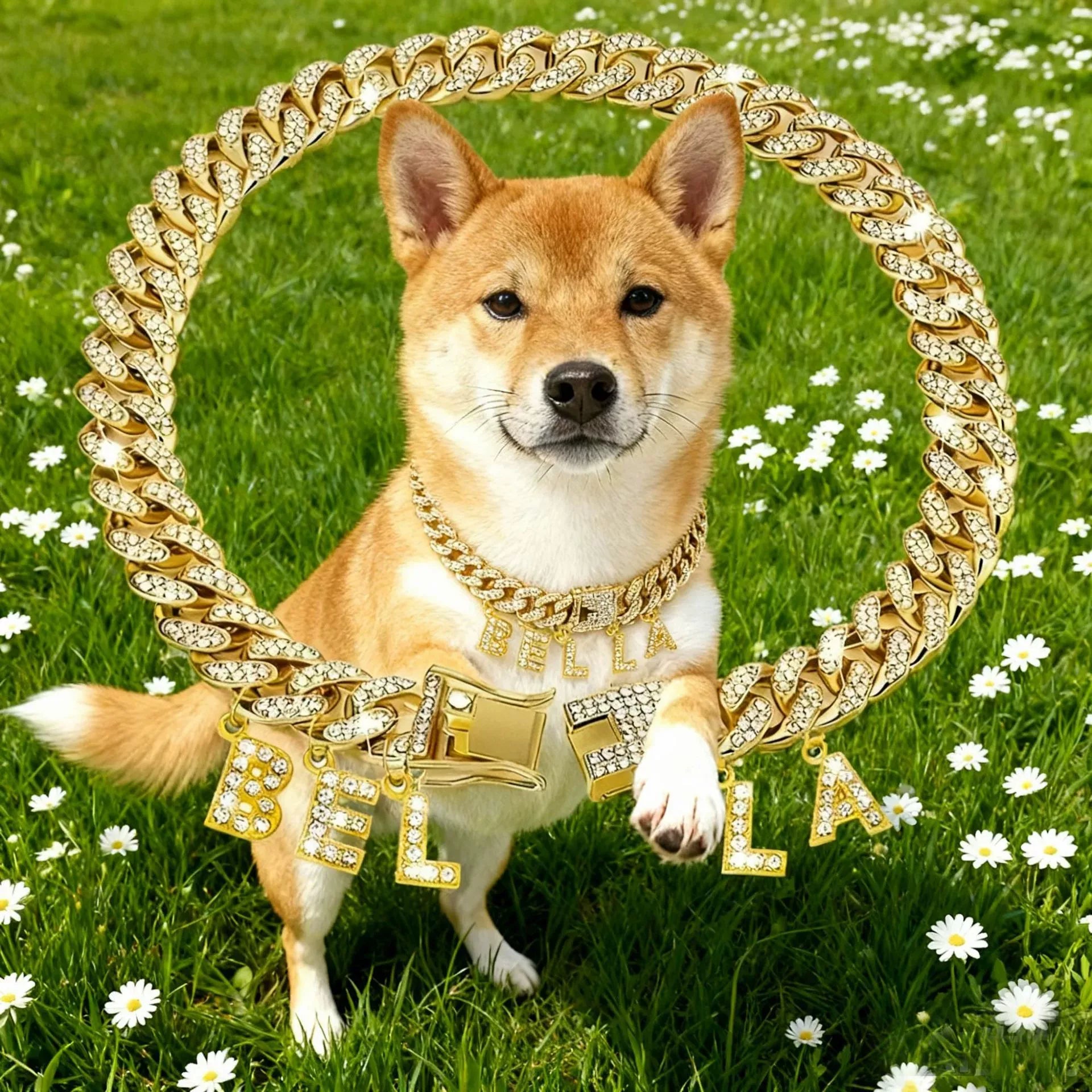 Personalisierter Namensanhänger in Pinselschrift mit GRATIS Baguette-Tenniskette