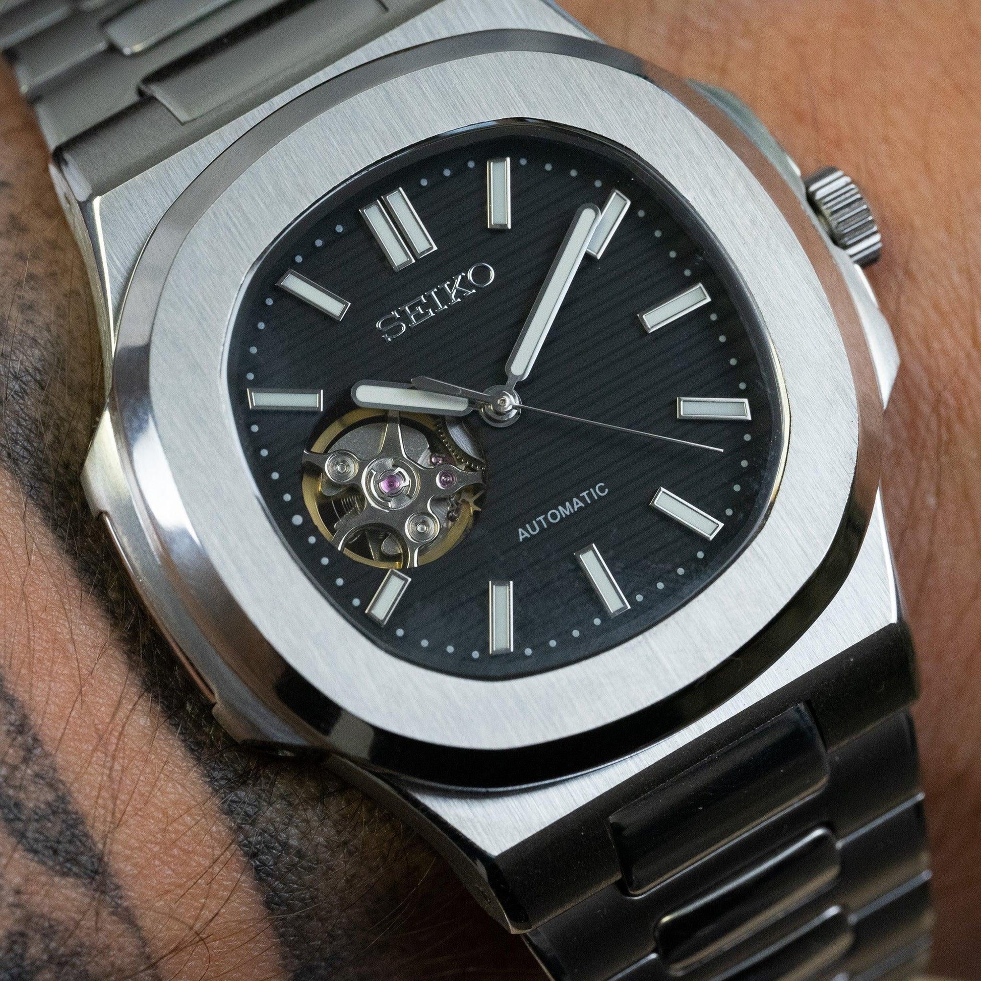 SEIKO MOD NAUTILUS | OFFENES HERZ SCHWARZ