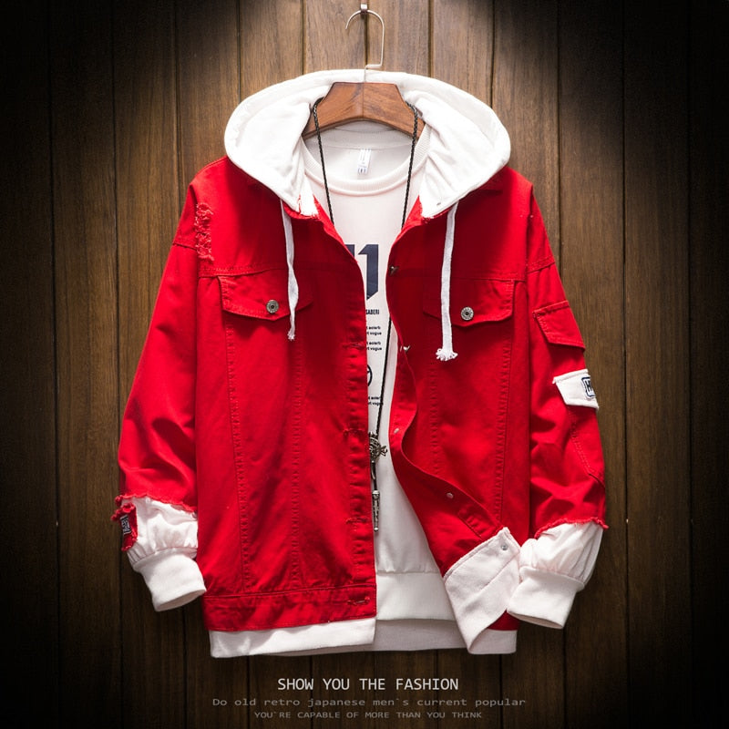 Blouson-Jeansjacke mit Kapuze