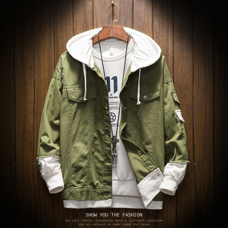 Blouson-Jeansjacke mit Kapuze