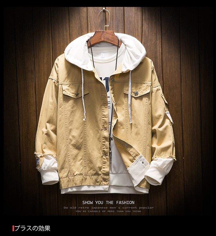 Blouson-Jeansjacke mit Kapuze