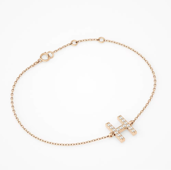 14K Massivgold Armband mit individuellem Initial