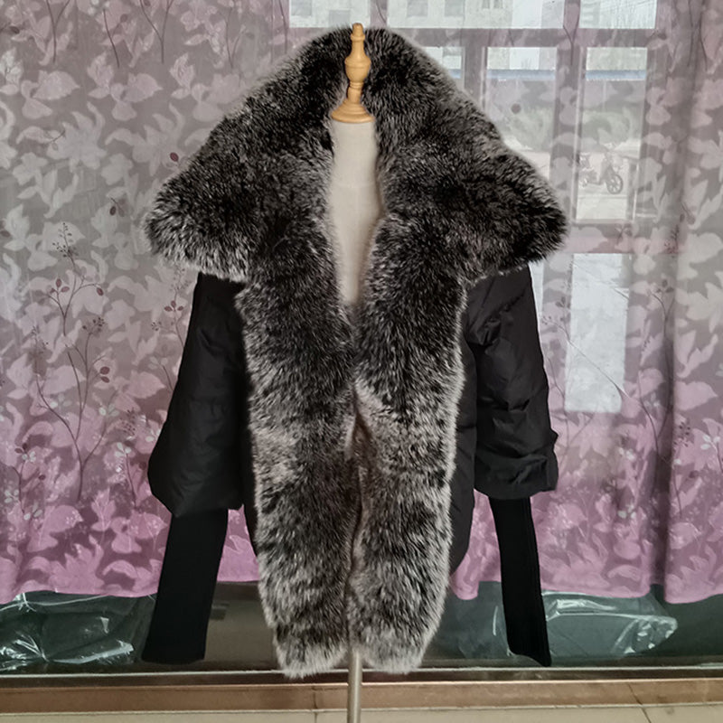 Puffer-Winterjacke aus Gänsedaunen und Fuchspelz