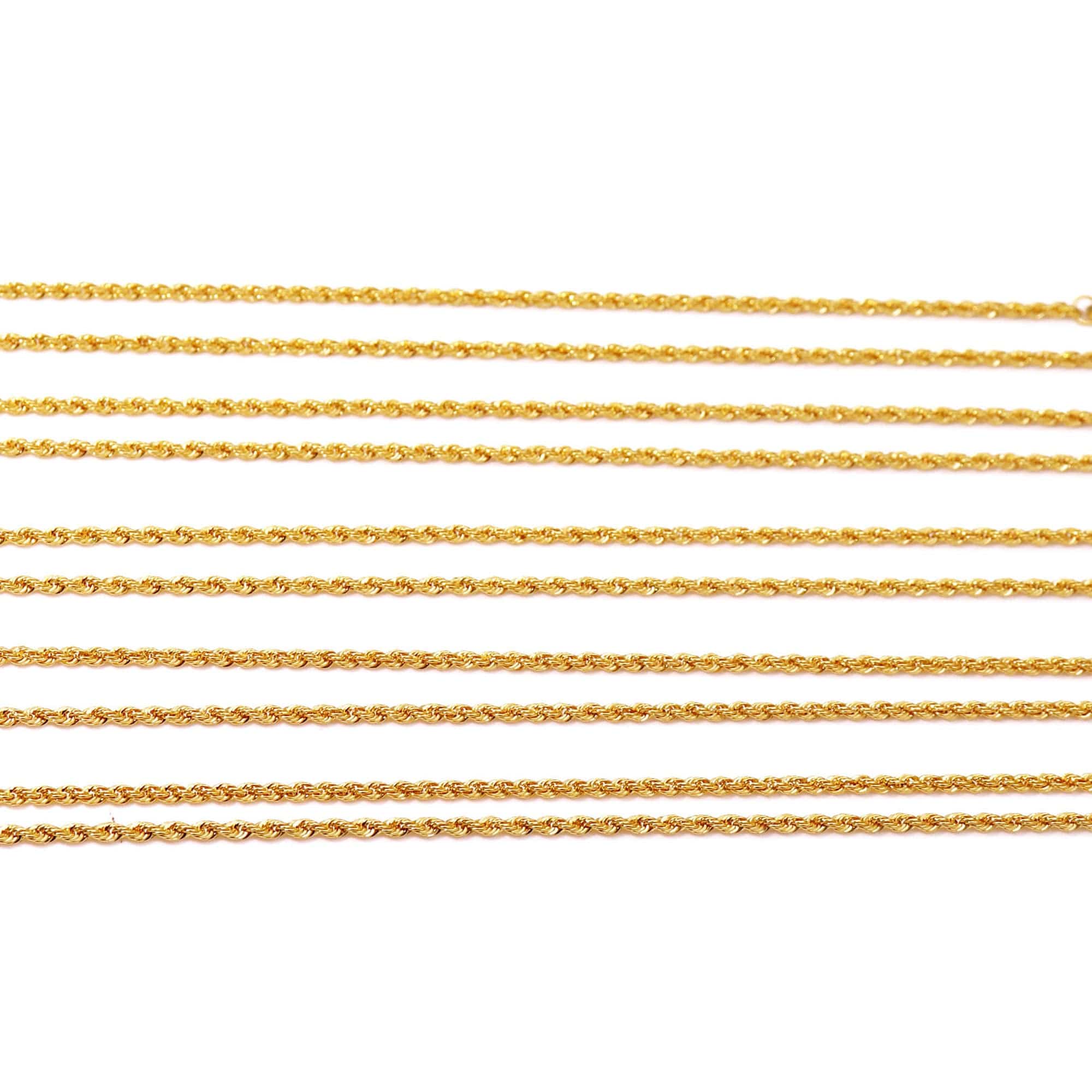 VVS Jewelry hip hop jewelry 18k Yellow Gold / 16inches(1.45g) 18K Solid Gold 1.7mm Rope Chain