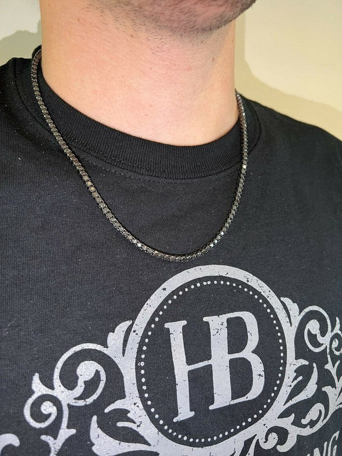 VVS Jewelry hip hop jewelry 3MM Black 925 Sterling Moissanite Tennis Chain