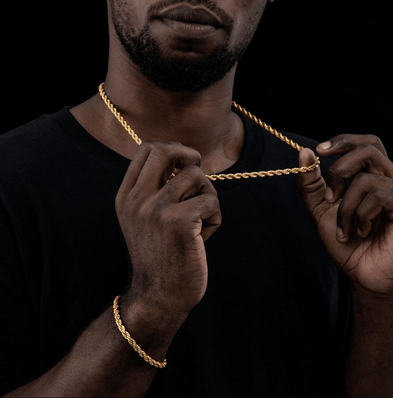 VVS Jewelry hip hop jewelry 5MM 18K Solid Gold Rope Chain