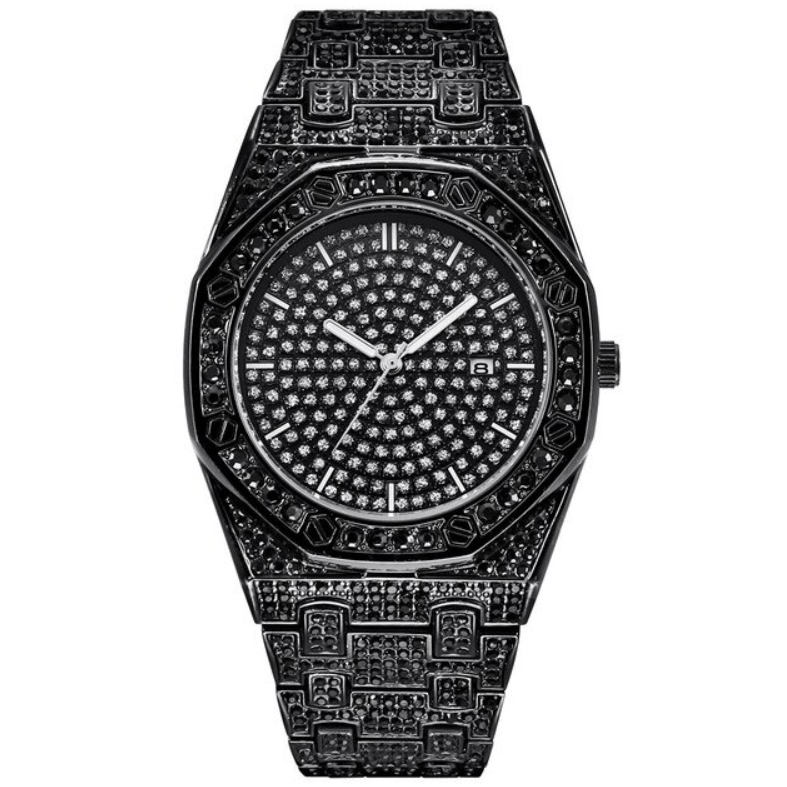 VVS Jewelry hip hop jewelry Black Iced Bust Down Cali Watch