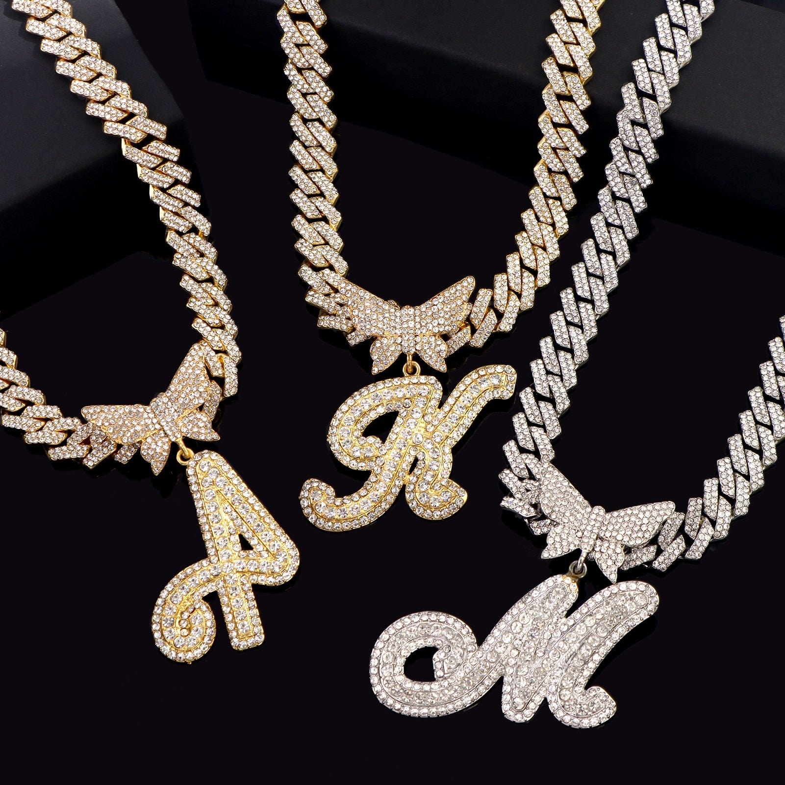 VVS Jewelry hip hop jewelry Bling Butterfly Letter Cuban Link Chain