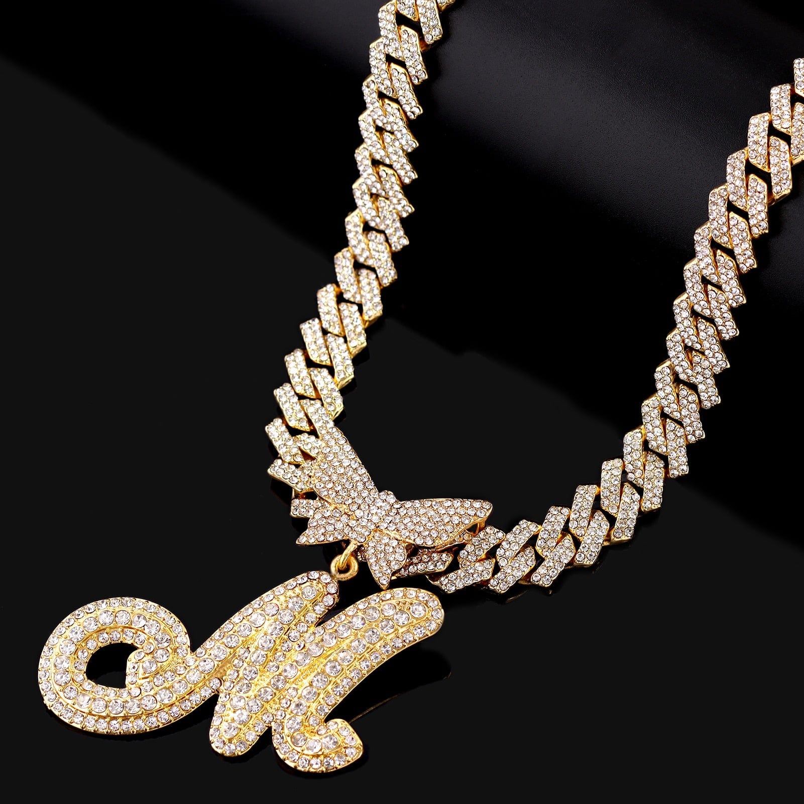 VVS Jewelry hip hop jewelry Bling Butterfly Letter Cuban Link Chain