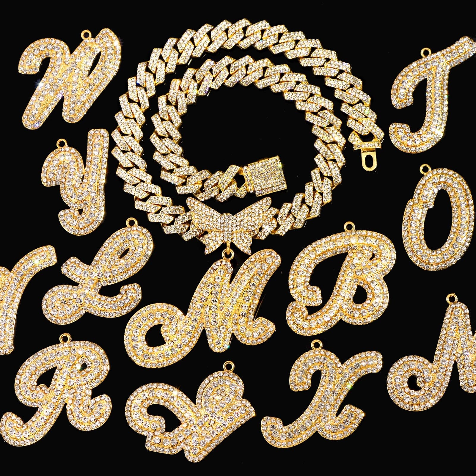 VVS Jewelry hip hop jewelry Bling Butterfly Letter Cuban Link Chain