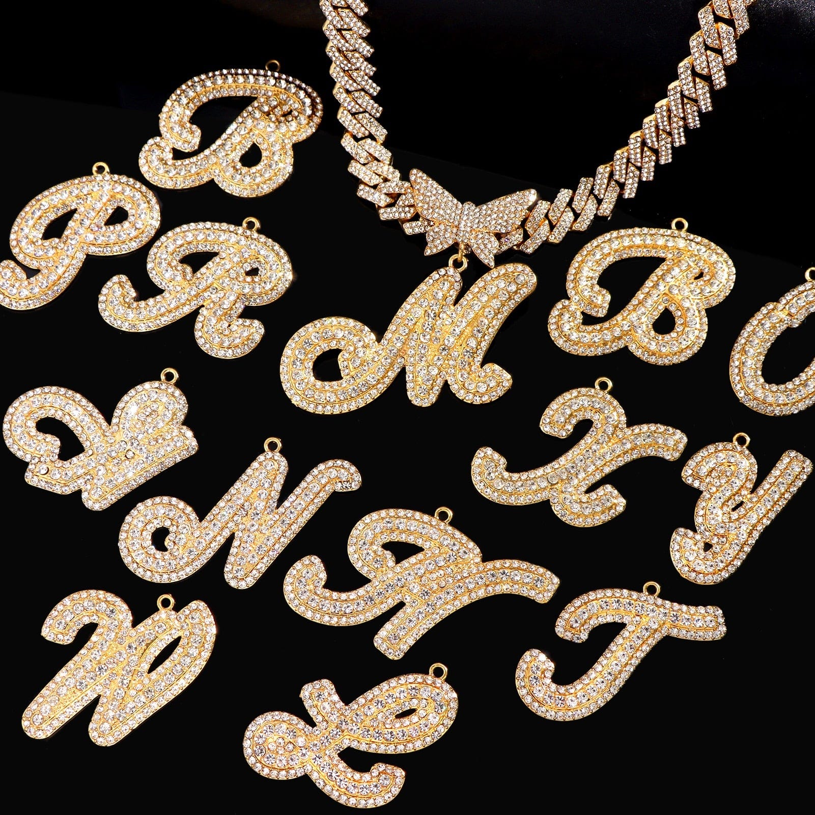 VVS Jewelry hip hop jewelry Bling Butterfly Letter Cuban Link Chain