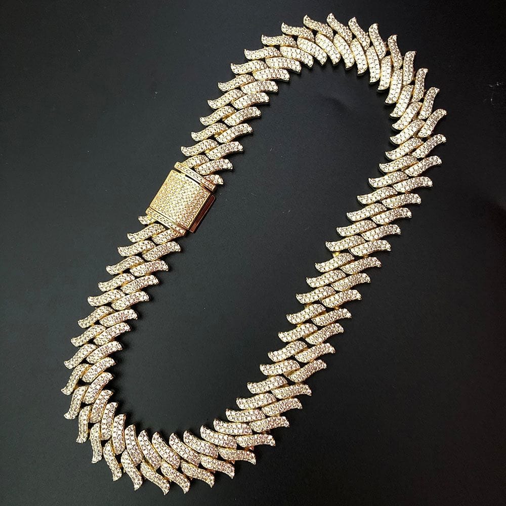 VVS Jewelry hip hop jewelry Cuban Gold / 18 Inch 16mm Spiked Cuban Chain