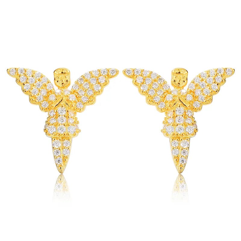 VVS Jewelry hip hop jewelry Gold 925 Sterling Silver VVS1 Moissanite Angel Stud Earrings