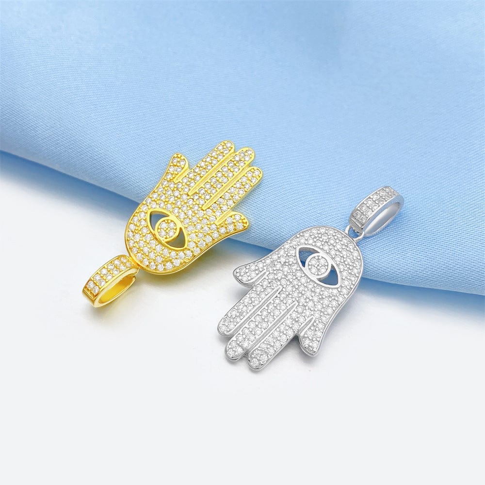 VVS Jewelry hip hop jewelry Hand of Fatima Moissanite Iced Pendant 6cm Necklace