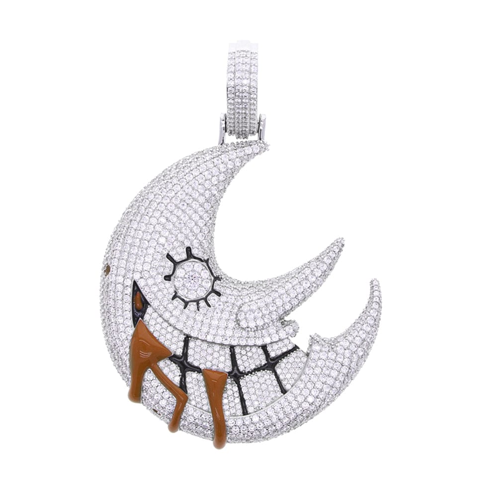 VVS Jewelry hip hop jewelry Necklaces XL Iced Out Blood Moon Hip Hop Pendant Necklace