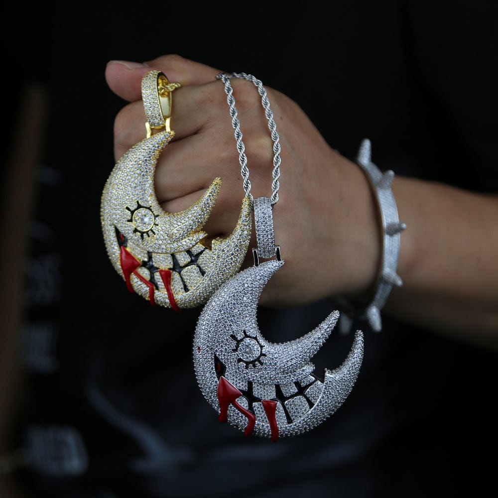 VVS Jewelry hip hop jewelry Necklaces XL Iced Out Blood Moon Hip Hop Pendant Necklace