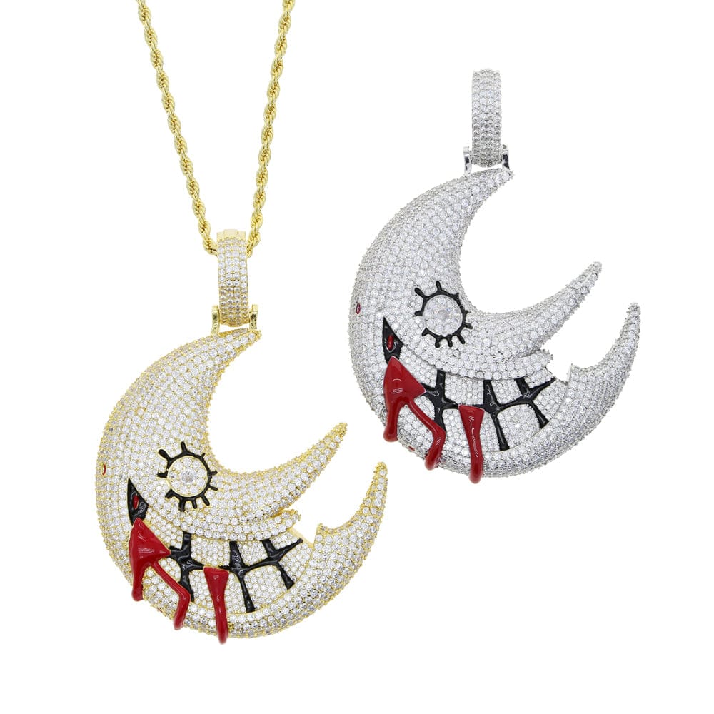 VVS Jewelry hip hop jewelry Necklaces XL Iced Out Blood Moon Hip Hop Pendant Necklace