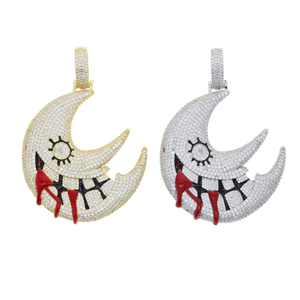 VVS Jewelry hip hop jewelry Necklaces XL Iced Out Blood Moon Hip Hop Pendant Necklace