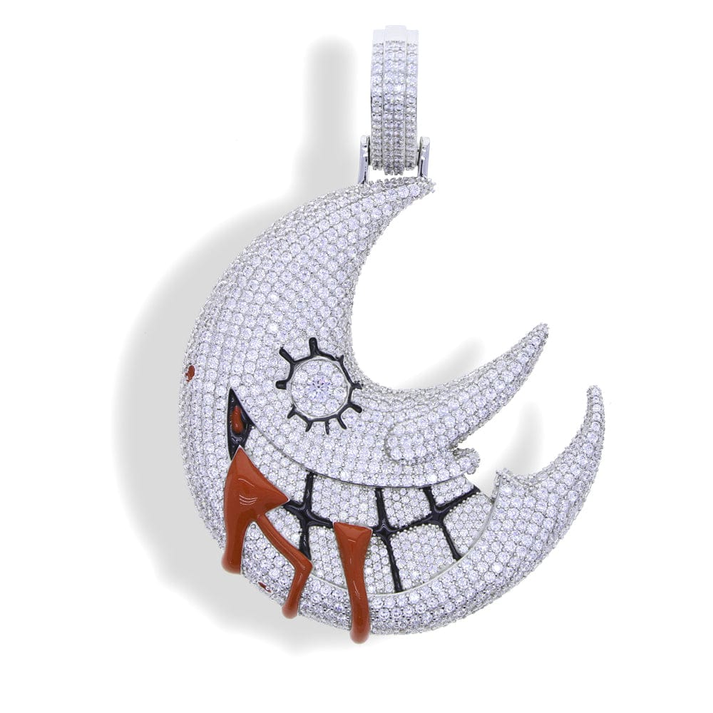 VVS Jewelry hip hop jewelry Necklaces XL Iced Out Blood Moon Hip Hop Pendant Necklace