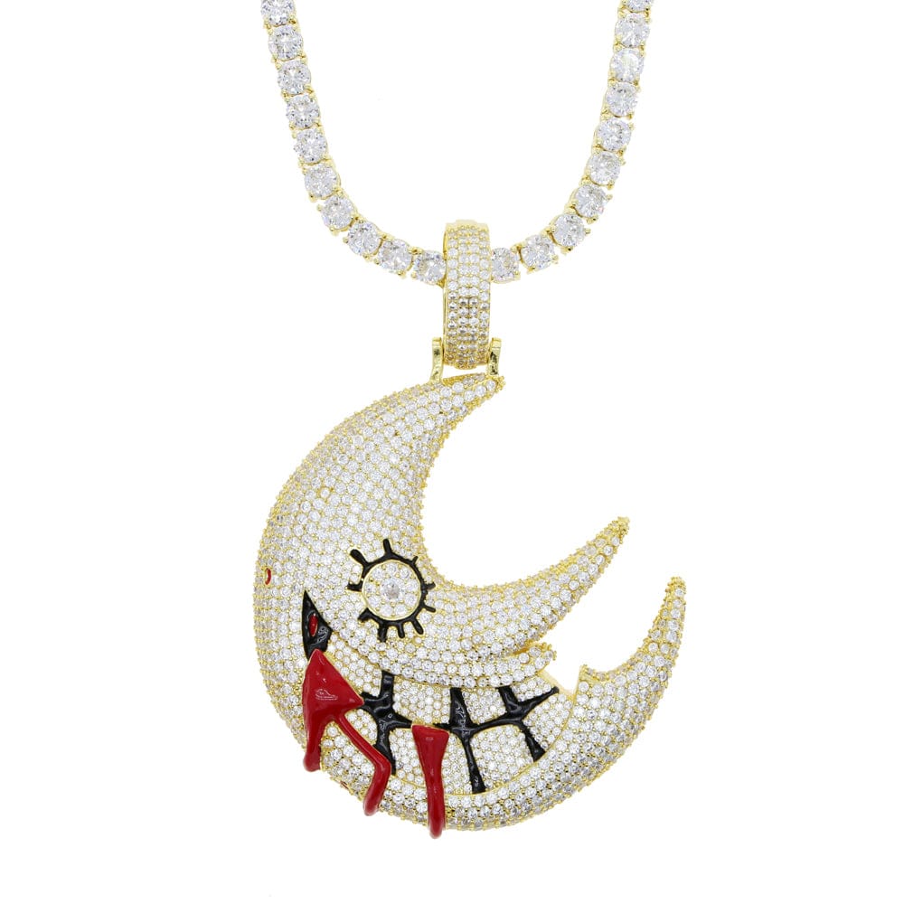 VVS Jewelry hip hop jewelry Necklaces XL Iced Out Blood Moon Hip Hop Pendant Necklace