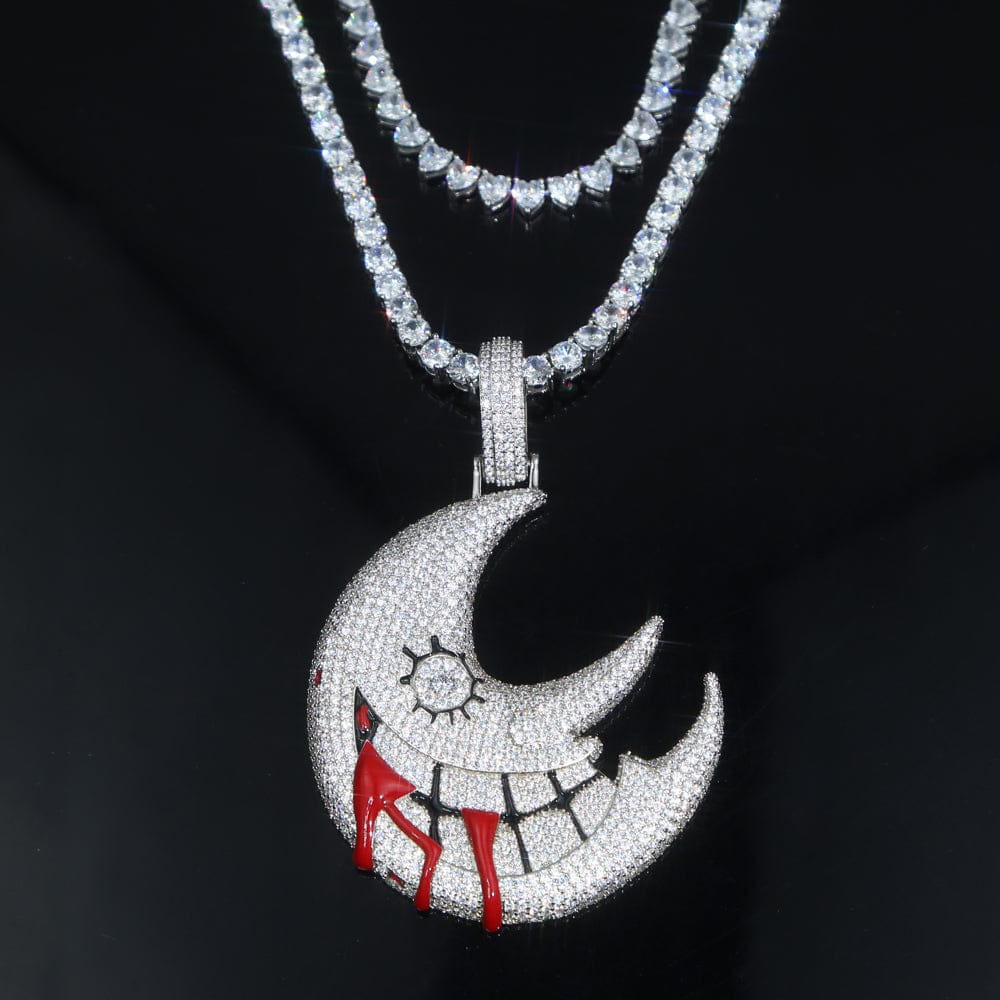 VVS Jewelry hip hop jewelry Necklaces XL Iced Out Blood Moon Hip Hop Pendant Necklace