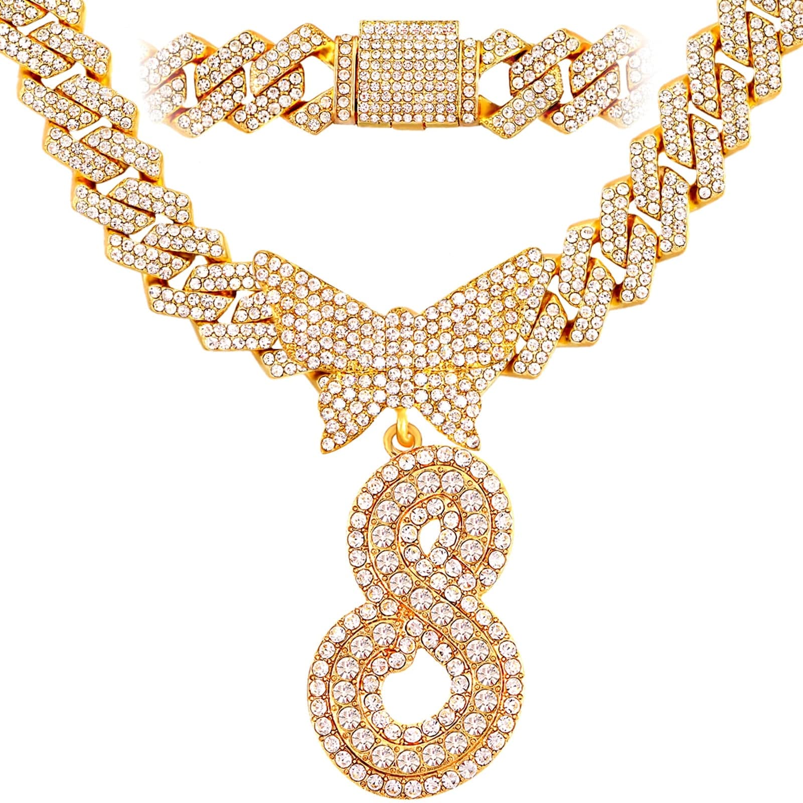 VVS Jewelry hip hop jewelry S / Gold Bling Butterfly Letter Cuban Link Chain