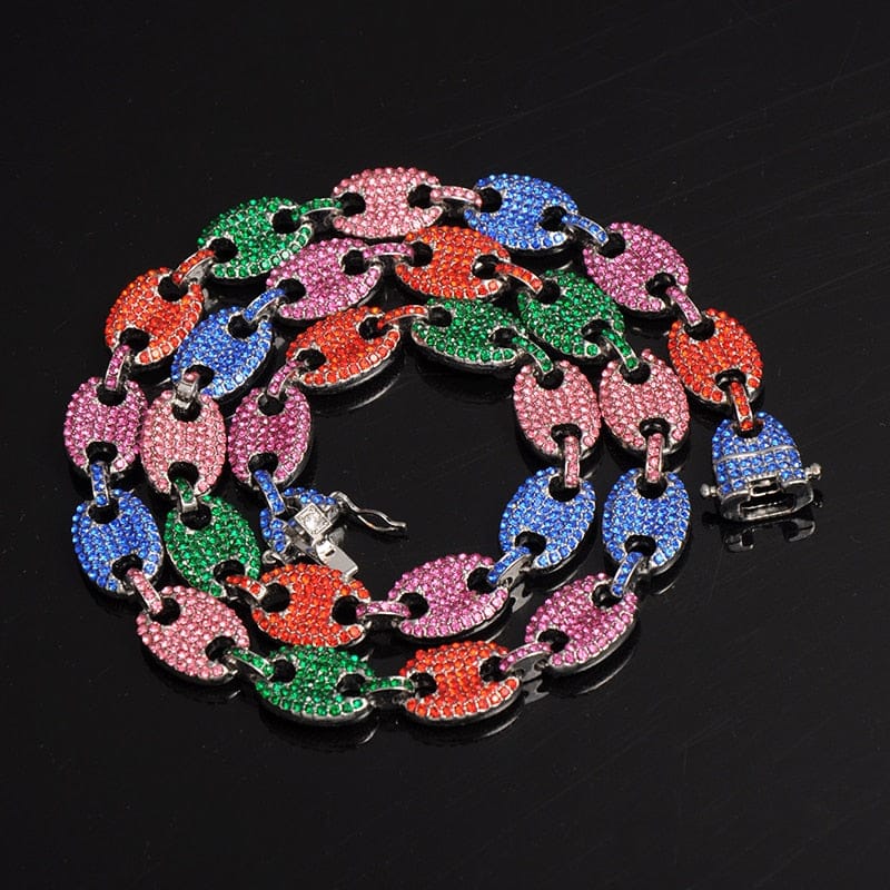 VVS Jewelry hip hop jewelry Swag Rainbow Coffee Bean Pig Nose Chain + FREE Bracelet