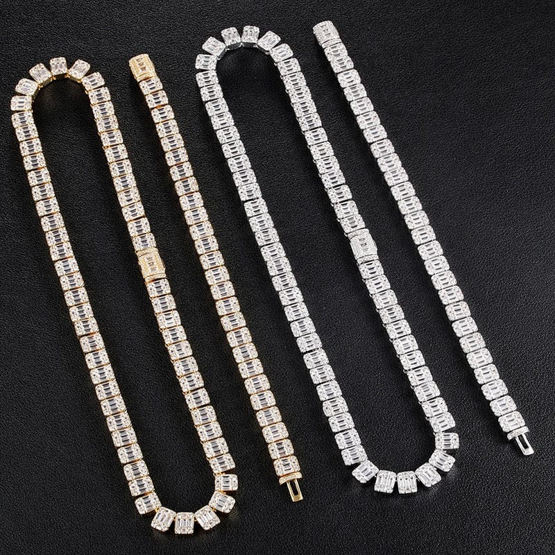 VVS Jewelry hip hop jewelry VVS Jewelry 9MM Baguette Tennis Chain + FREE bracelet