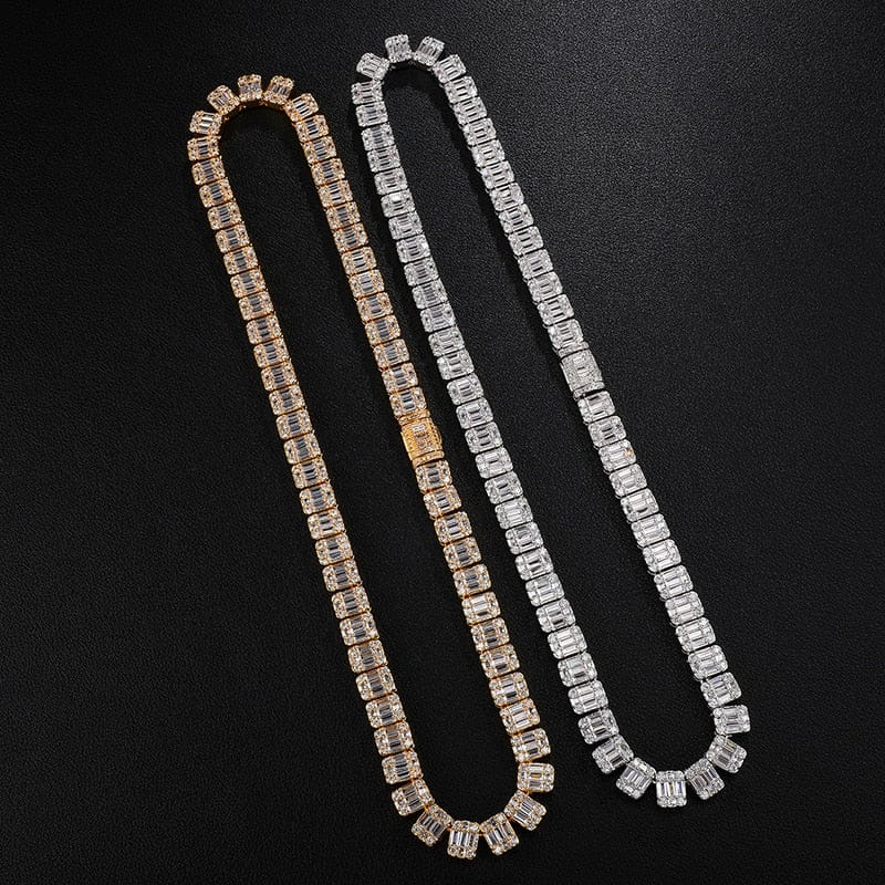 VVS Jewelry hip hop jewelry VVS Jewelry 9MM Prong Baguette White Gold Tennis Chain